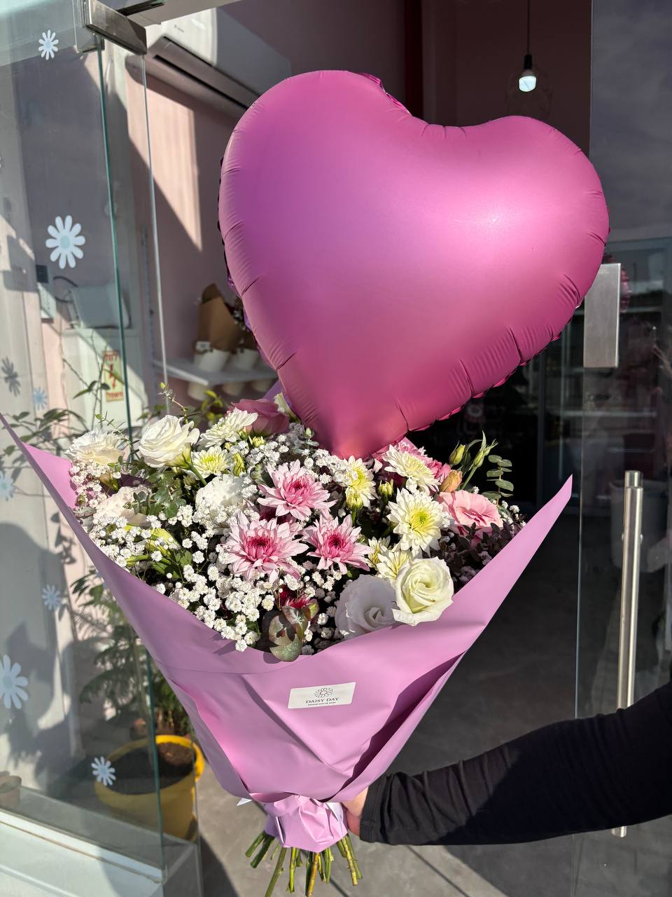 Heart Bouquet with Balloon