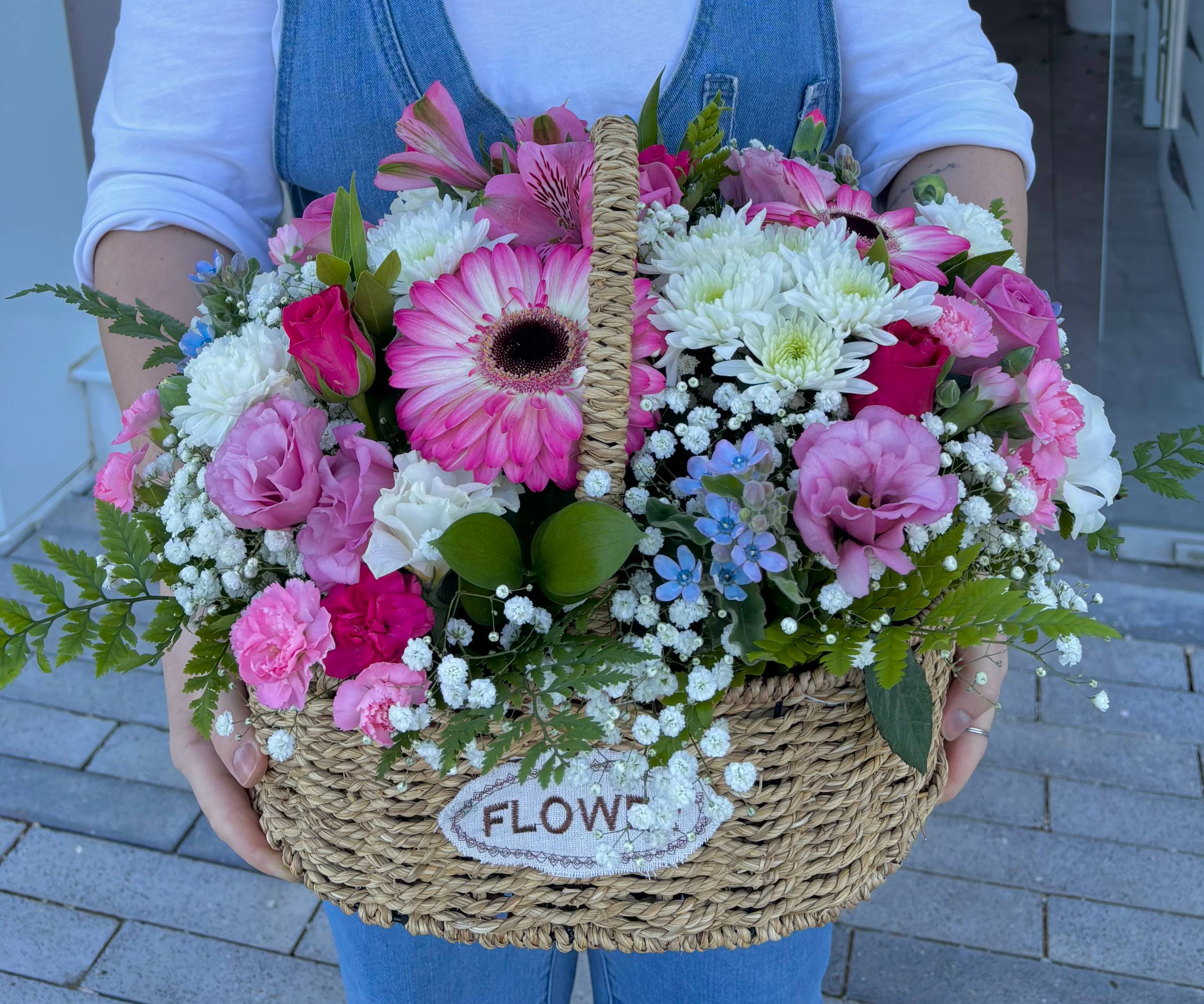 Large Flower Basket with Balloon Stick